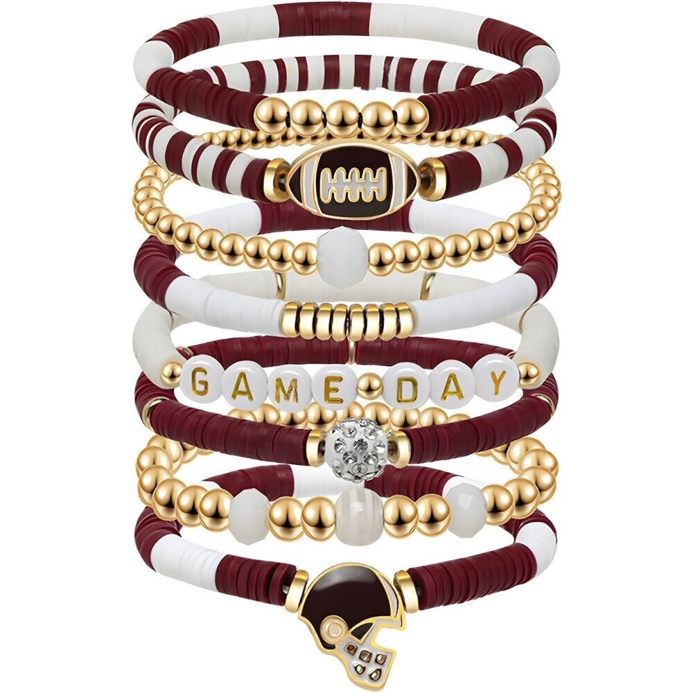 Game Day Football Charm Bracelet: Stackable Sports Jewelry for Moms & Dads - Per